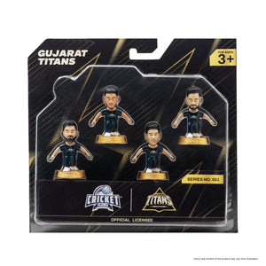 Chanak Cricket Icons Action Figure Assorted Gujarat Titans Collectible Miniature Figurine, IPL Edition 360° Rotatable Head, GT Cricket Player for Fans & Kids, Perfect Gift & Collectors Pack of 4 chanak