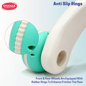 Chanak Happy Feet Baby Walker for 9+ Months, Adjustable Speed, Anti-Slip Wheels, Music & Activity Center, BPA-Free, Stable Design with Water Tank, Interactive Push Walker for Baby Boys & Girls chanak