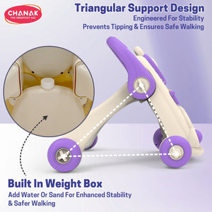 Chanak Happy Feet Baby Walker for 9+ Months, Adjustable Speed, Anti-Slip Wheels, Music & Activity Center, BPA-Free, Stable Design with Water Tank, Interactive Push Walker for Baby Boys & Girls chanak