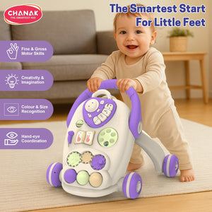 Chanak Happy Feet Baby Walker for 9+ Months, Adjustable Speed, Anti-Slip Wheels, Music & Activity Center, BPA-Free, Stable Design with Water Tank, Interactive Push Walker for Baby Boys & Girls chanak