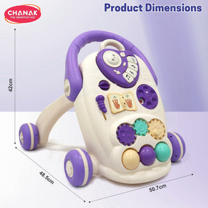 Chanak Happy Feet Baby Walker for 9+ Months, Adjustable Speed, Anti-Slip Wheels, Music & Activity Center, BPA-Free, Stable Design with Water Tank, Interactive Push Walker for Baby Boys & Girls chanak