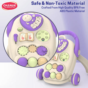 Chanak Happy Feet Baby Walker for 9+ Months, Adjustable Speed, Anti-Slip Wheels, Music & Activity Center, BPA-Free, Stable Design with Water Tank, Interactive Push Walker for Baby Boys & Girls chanak