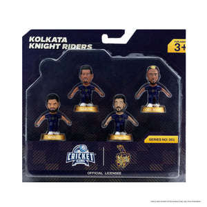 Chanak Cricket Icons Action Figure Assorted Kolkata Knight Riders Collectible Miniature, IPL Edition 360° Rotatable Head, KKR Cricket Player for Fans & Kids, Perfect Gift & Collectors Pack of 4 chanak