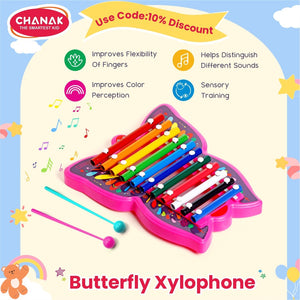 Chanak Musical Butterfly Xylophone Toy (Pink) Aditi Toys Pvt. Ltd.