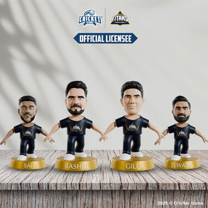 Chanak Cricket Icons Action Figure Assorted Gujarat Titans Collectible Miniature Figurine, IPL Edition 360° Rotatable Head, GT Cricket Player for Fans & Kids, Perfect Gift & Collectors Pack of 4 chanak