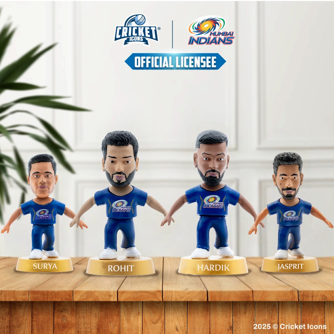 Chanak Cricket Icons Action Figure Assorted Mumbai Indians Collectible Miniature, IPL Edition with 360° Rotatable Head, MI Cricket Player for Fans & Kids, Gift & Collectors Pack of 4 chanak