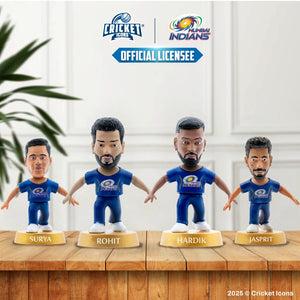 Chanak Cricket Icons Action Figure Assorted Mumbai Indians Collectible Miniature, IPL Edition with 360° Rotatable Head, MI Cricket Player for Fans & Kids, Gift & Collectors Pack of 4 chanak