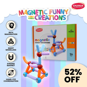 Chanak 36 Piece Magnetic Building Stick & Ball Blocks, Montessori Magnetic Funny Creation Toy, Creativity Kids Games, Preschool Toys – STEM Toy for Kids 3+ For Boys Girls, Above 3+ Age chanak