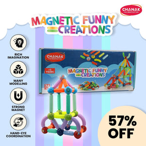 Chanak 76 Piece Magnetic Building Stick & Ball Blocks, Montessori Magnetic Funny Creation Toy, Creativity Kids Games, Preschool Toys – STEM Toy for Kids 3+ For Boys Girls, Above 3+ Age chanak
