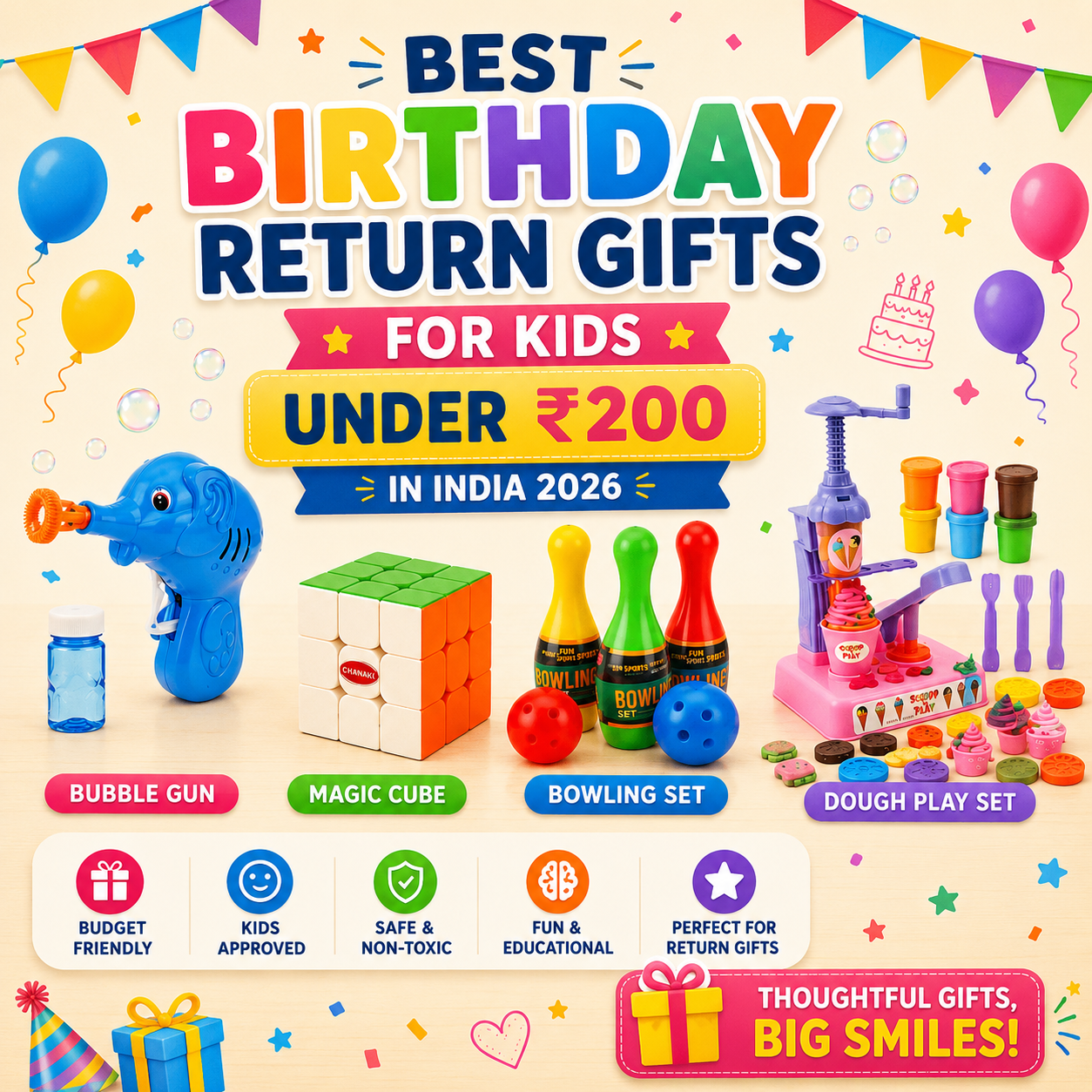 Best Birthday Return Gifts for Kids Under ₹200 in India 2026