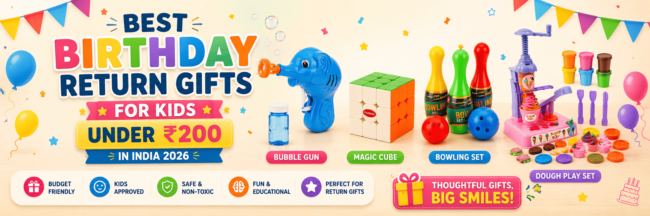Best Birthday Return Gifts for Kids Under ₹200 in India 2026