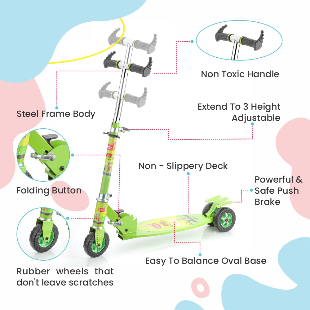 Chanak Kick Scooter for kids Glider Toddler Scooter (Green) Aditi Toys Pvt. Ltd.