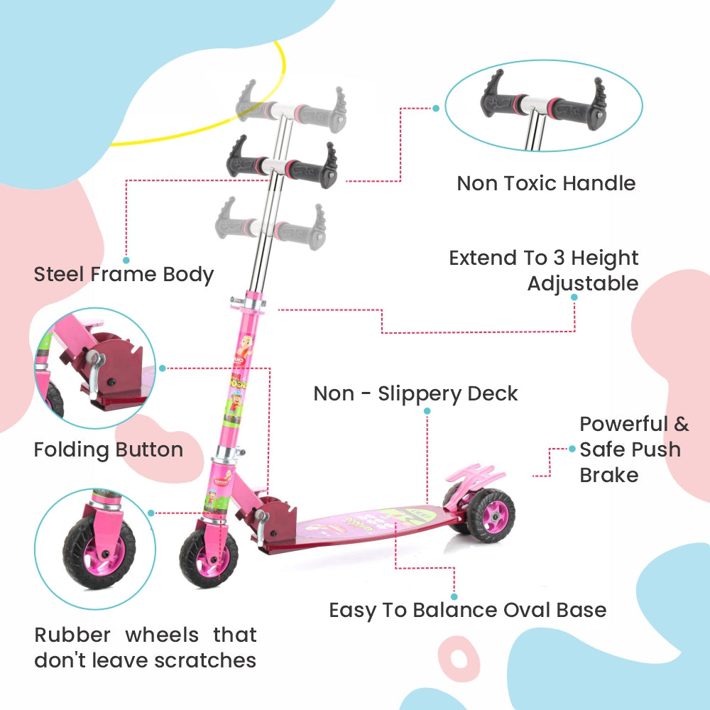 Chanak Kick Scooter for kids Glider Toddler Scooter (Pink) Aditi Toys Pvt. Ltd.