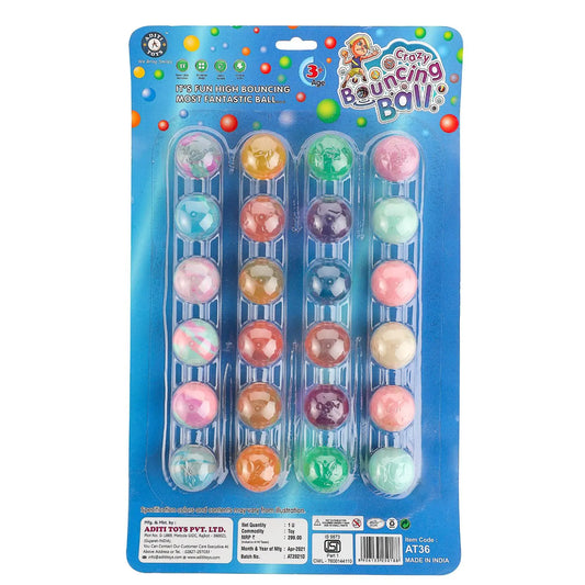 Chanak's Crazy Colourful Bouncing Jumping Balls Blister Pack (24 Balls) Glow in The Dark Aditi Toys Pvt. Ltd.