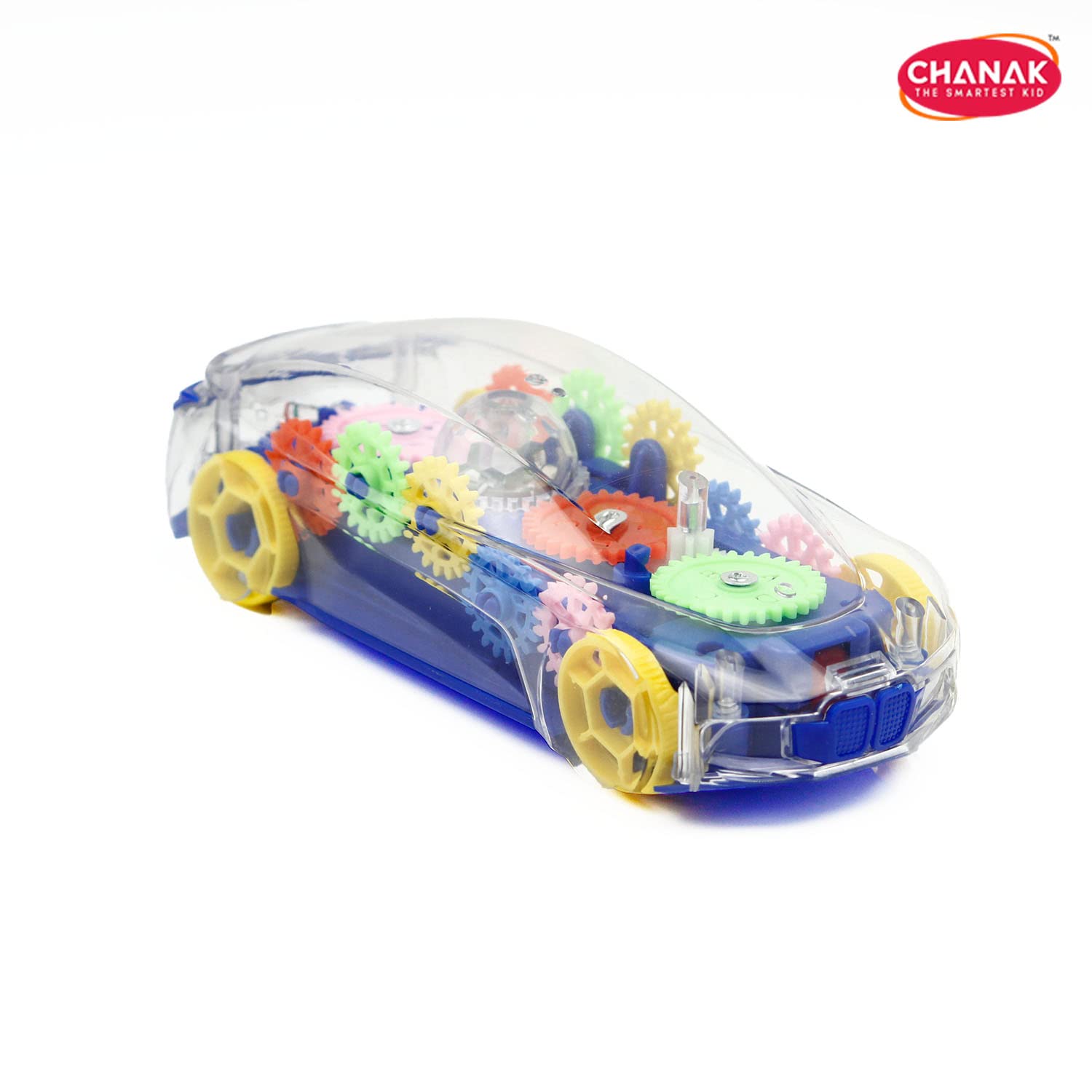 Chanak Transparent Gear Car for Kids, Concept Gear Car with Music and Light Toy for Kids, 3D Concept Plastic Car with 360 Degree Rotation, Suitable for Kids Above 3 Years, BIS Approved (Dark Blue)