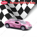 Chanak Premium Metal Die-Cast Sports Racer Car, Metal Car with Realistic Engine Sound, LED Lights, Open & Close Doors, Pull Back Car Zinc Alloy for Kids Above 3 Years, BIS Approved (Pink) chanak