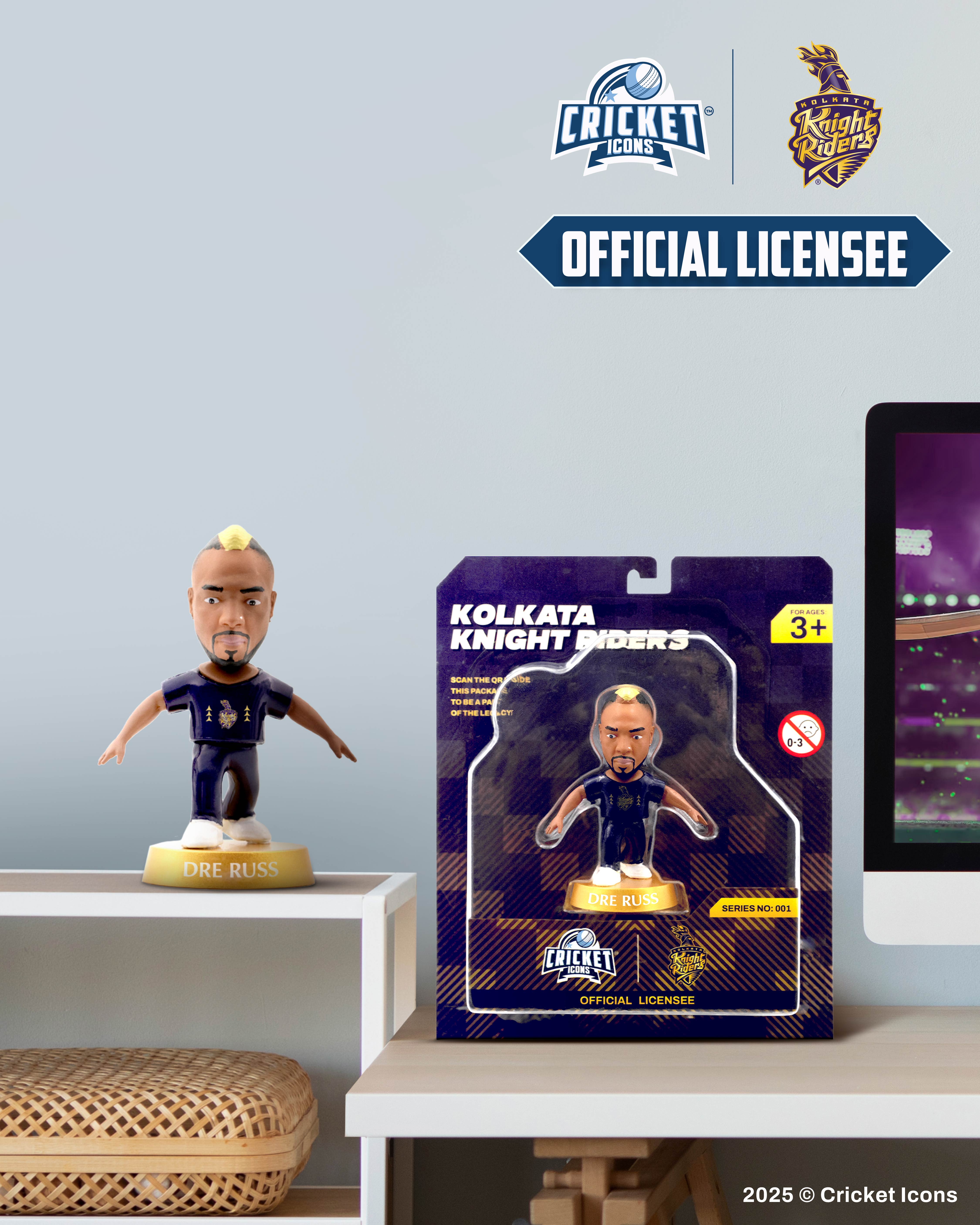 Chanak Cricket Icons Action Figure Andre Russell Kolkata Knight Riders Collectible Miniature, IPL Edition 360° Rotatable Head, KKR Cricket Player for Fans & Kids, Perfect Gift & Collectors Pack of 1 chanak