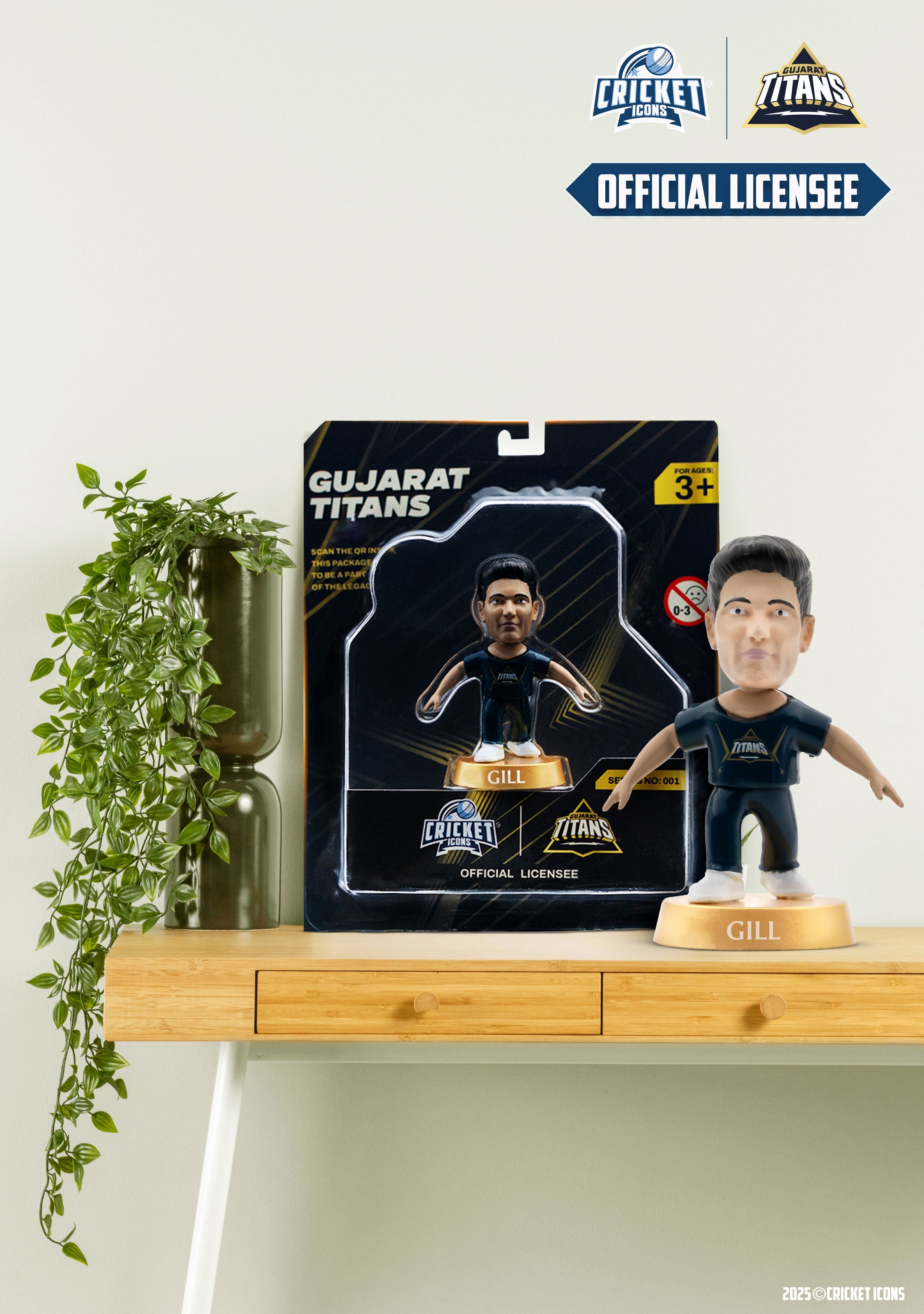 Chanak Cricket Icons Action Figure Shubman Gill Gujarat Titans Collectible Miniature Figurine, IPL Edition 360° Rotatable Head, GT Cricket Player for Fans & Kids, Perfect Gift & Collectors Pack of 1 chanak