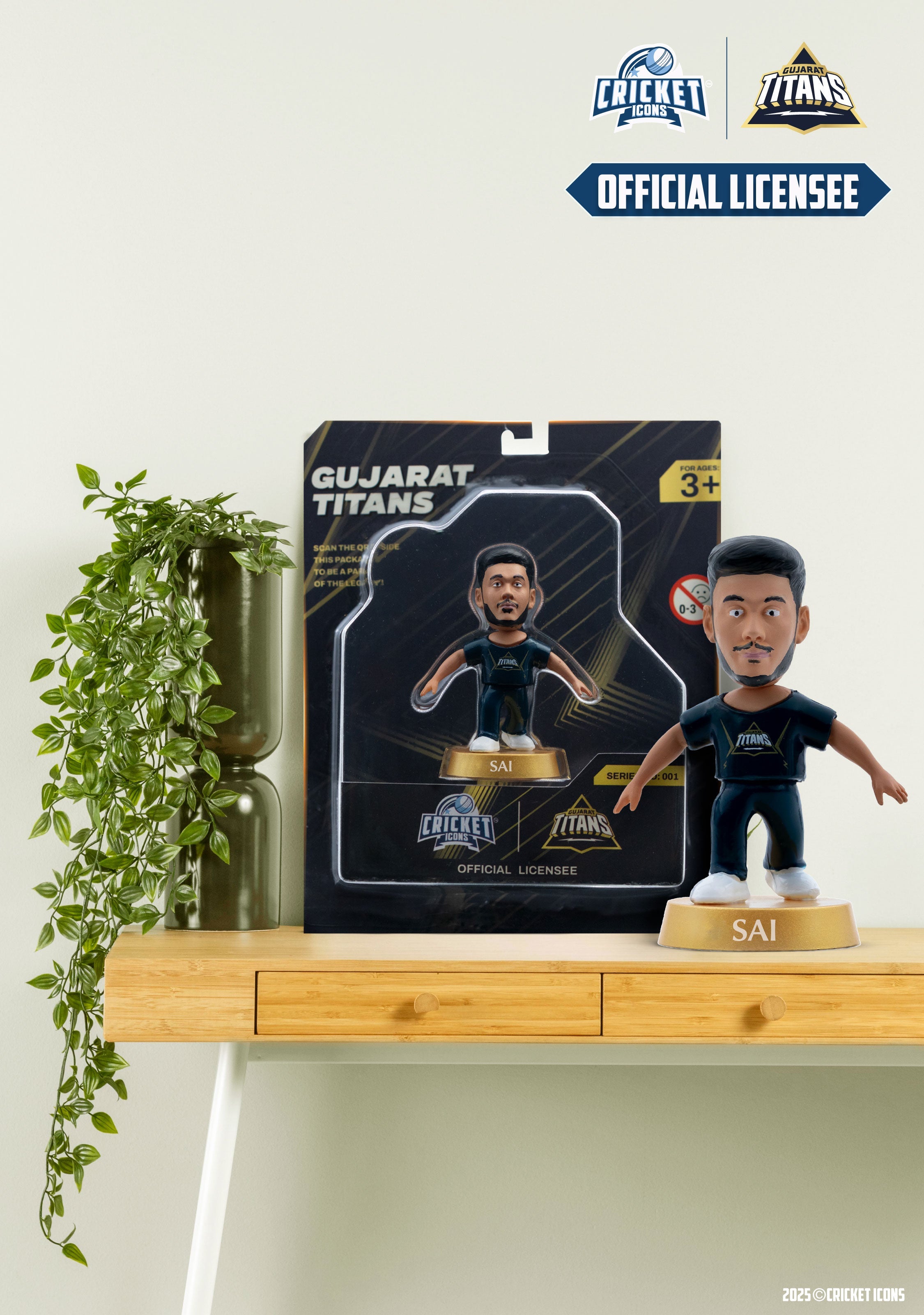 Chanak Cricket Icons Action Figure Sai Sudharsan Gujarat Titans Collectible Miniature Figurine, IPL Edition 360° Rotatable Head, GT Cricket Player for Fans & Kids, Perfect Gift & Collectors Pack of 1 chanak