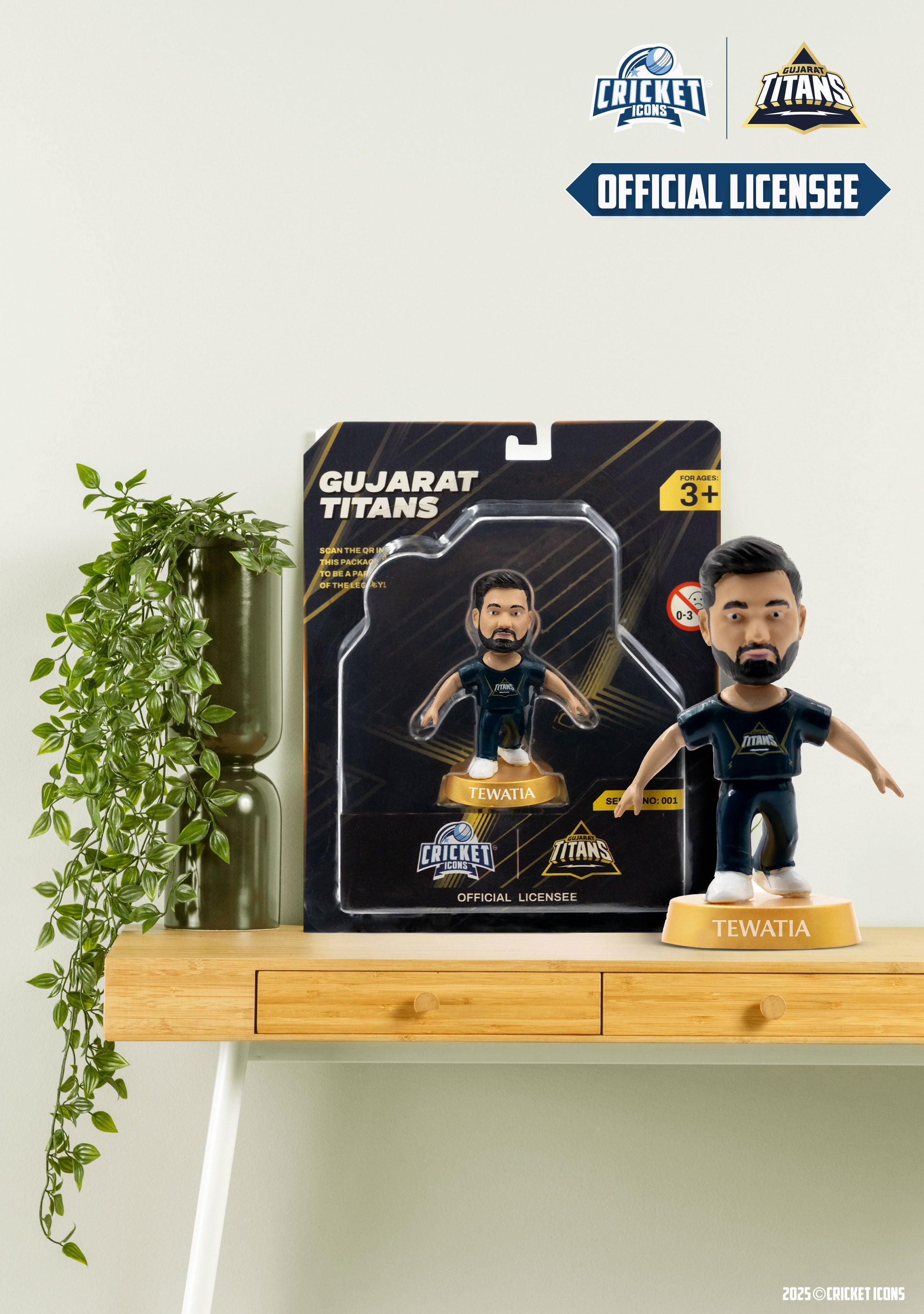 Chanak Cricket Icons Action Figure Rahul Tewatia Gujarat Titans Collectible Miniature Figurine, IPL Edition 360° Rotatable Head, GT Cricket Player for Fans & Kids, Perfect Gift & Collectors Pack of 1 chanak