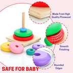 Chanak Wooden Stacking Ring Toy for Kids - Rainbow Color Step 3 - chanak