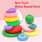 Chanak Wooden Stacking Ring Toy for Kids - Rainbow Color Step 2 - chanak