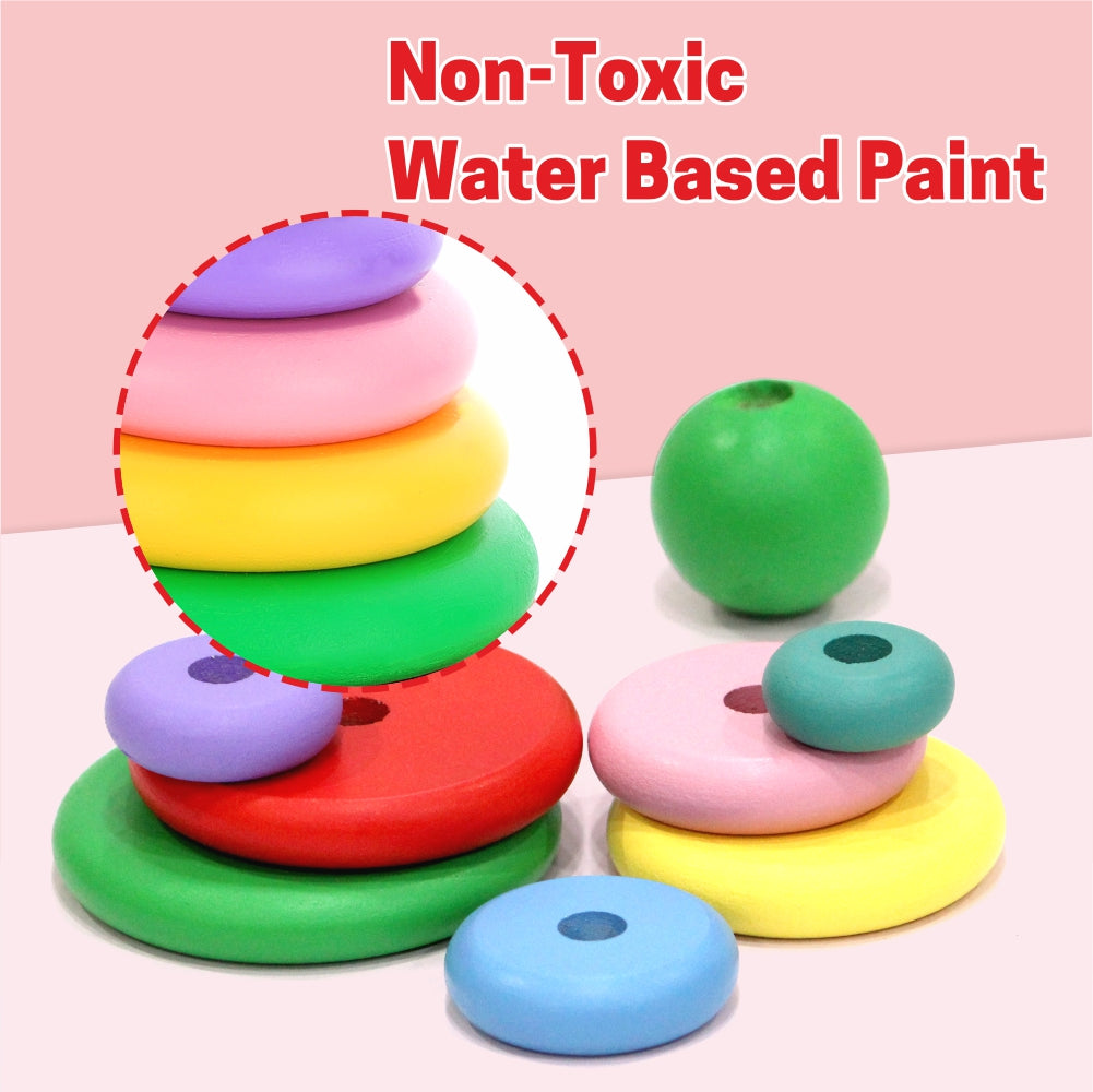 Chanak Wooden Stacking Ring Toy for Kids, Rainbow Color Ring Sorting and Stacker Game for Kids Above 12 Months