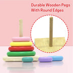 Chanak Wooden Stacking Ring Toy for Kids - Rainbow Color Play - chanak