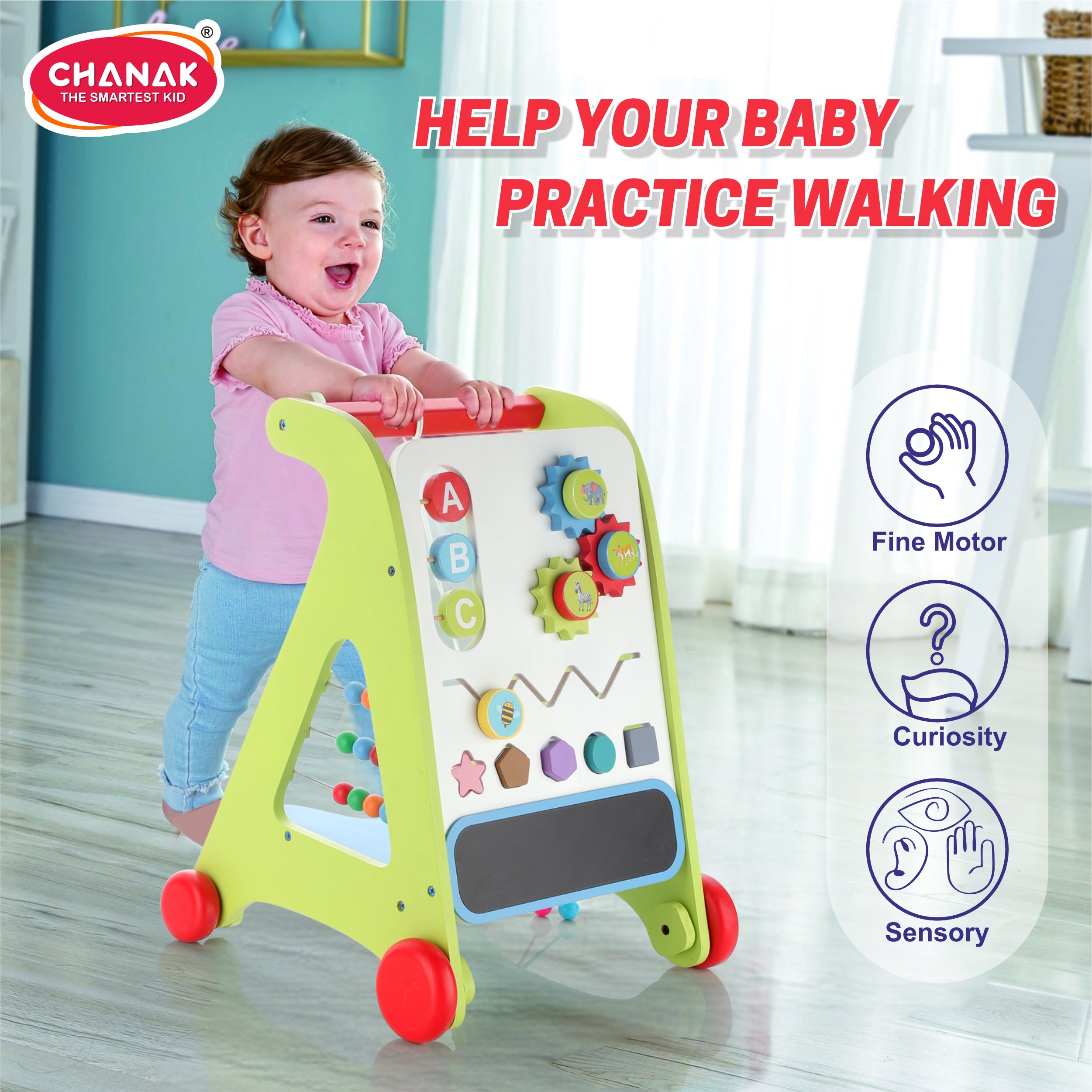 Chanak Wooden Baby Walker 6-in-1 - BIS Approved Packaging - chanak