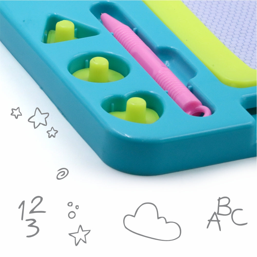 Chanak's Magnetic Slate Board for Learning Writing and Drawing, Magnetic Pen and Stamps (SkyBlue) - chanak