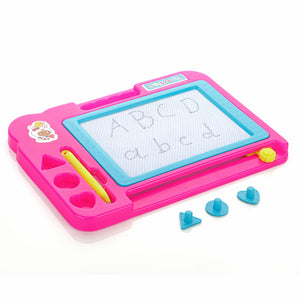 Chanak's Magnetic Slate Board for Learning Writing and Drawing, Magnetic Pen and Stamps (Pink) - chanak