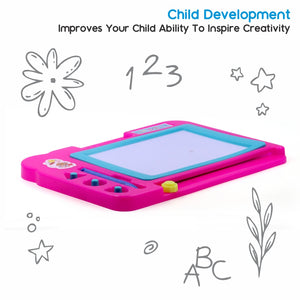 Chanak's Magnetic Slate Board for Learning Writing and Drawing, Magnetic Pen and Stamps (Pink) Aditi Toys Pvt. Ltd.