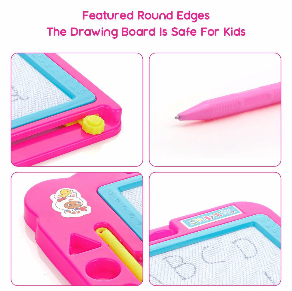 Chanak's Magnetic Slate Board for Learning Writing and Drawing, Magnetic Pen and Stamps (Pink) Aditi Toys Pvt. Ltd.