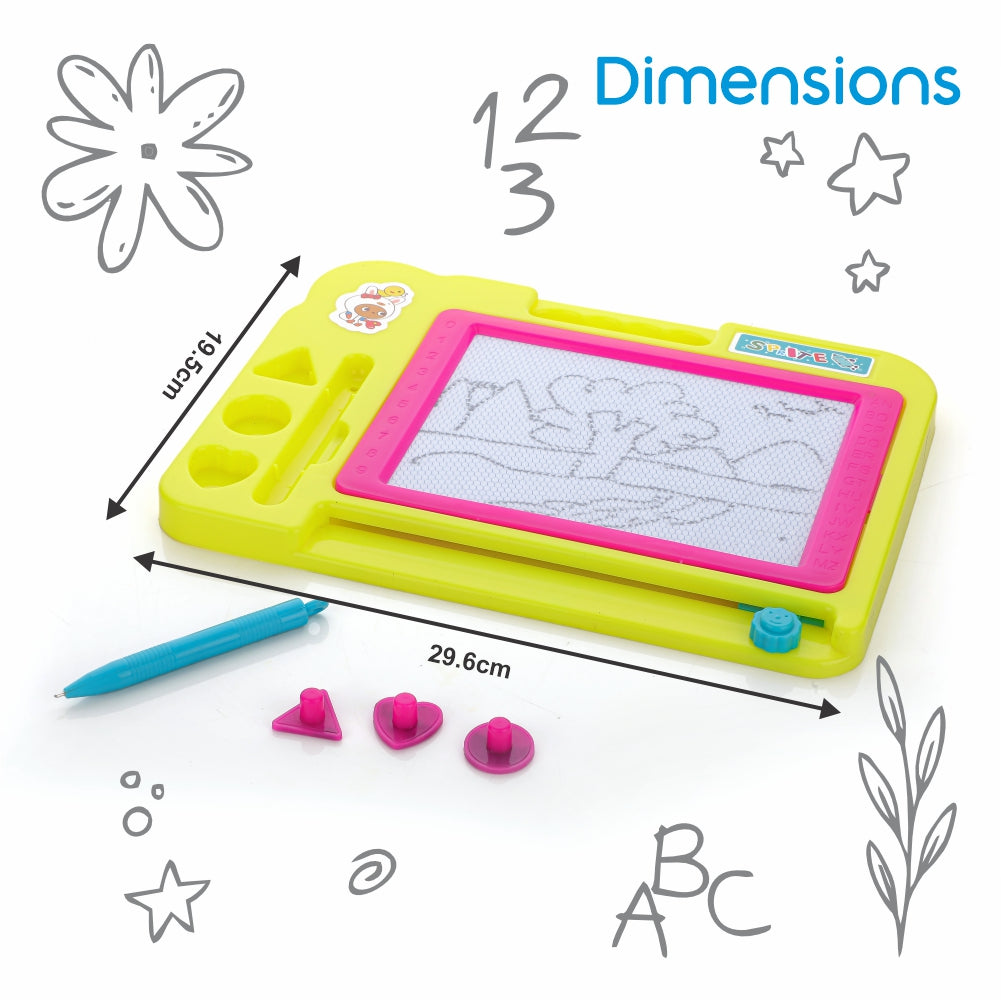 Chanak's Magnetic Slate Board for Learning Writing and Drawing, Magnetic Pen and Stamps (Yellow) - chanak