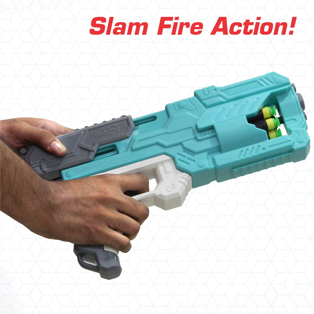 Chanak Six-Fire Foam Blaster Gun Blue - Child Aiming - chanak