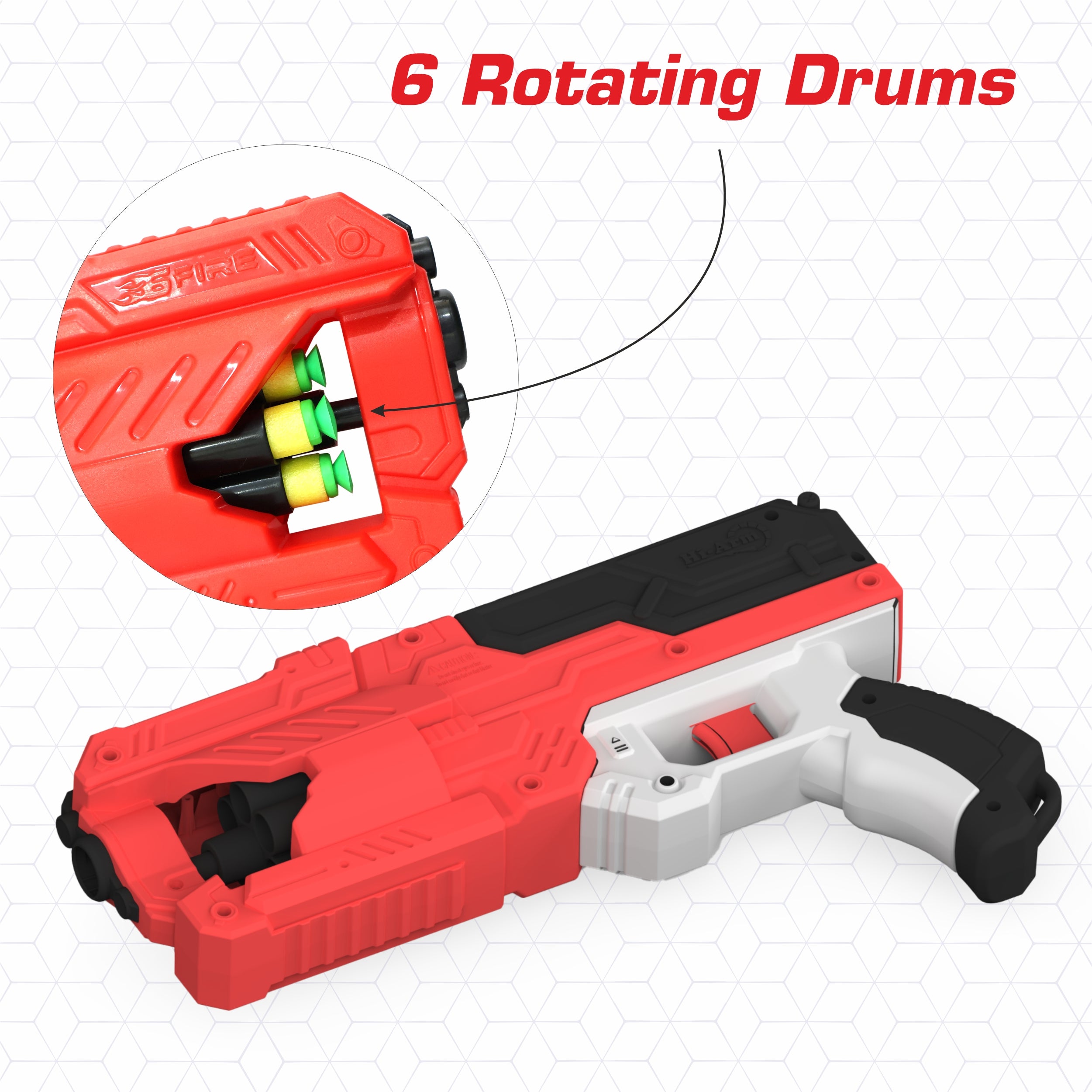Chanak Six-Dart Rapid Fire Blaster Toy Gun Red Aditi Toys Pvt. Ltd.