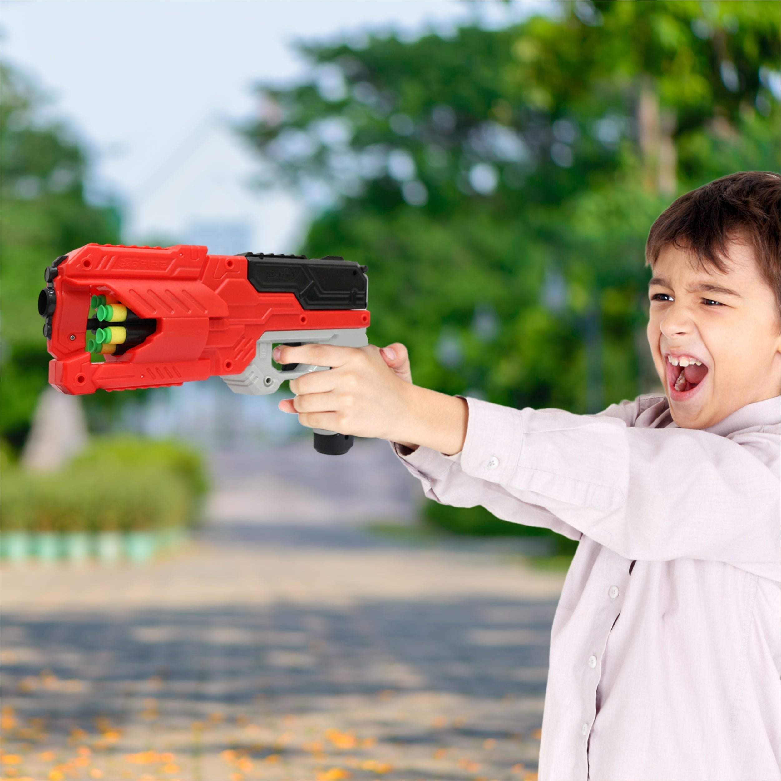 Chanak Six-Dart Rapid Fire Blaster Toy Gun Red Aditi Toys Pvt. Ltd.