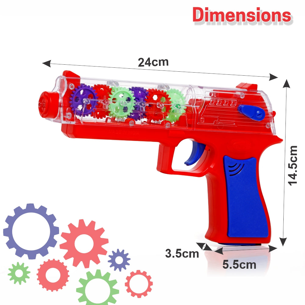 Chanak Transparent Gear Toy-Gun for Kids (Red)