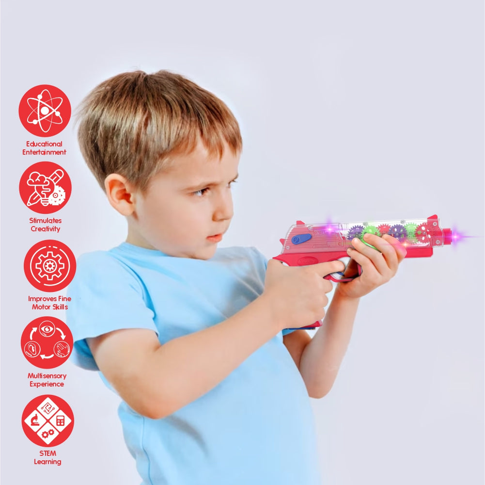 Chanak Transparent Gear Toy-Gun for Kids (Red)