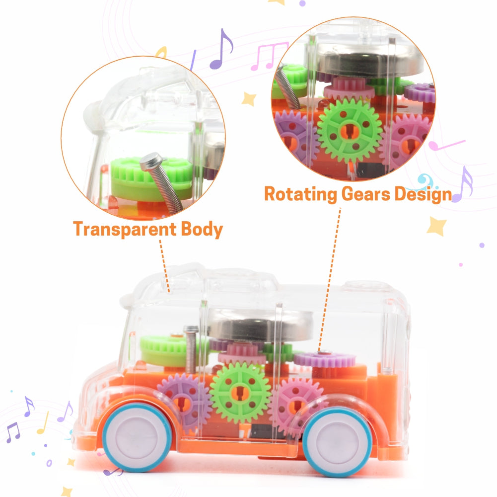 Chanak Transparent Gear Bus for Kids (Orange)