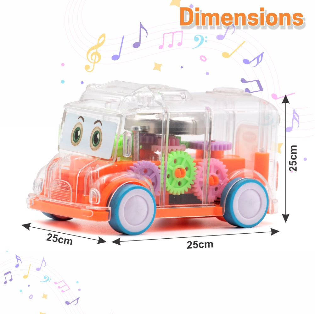 Chanak Transparent Gear Bus for Kids (Orange)