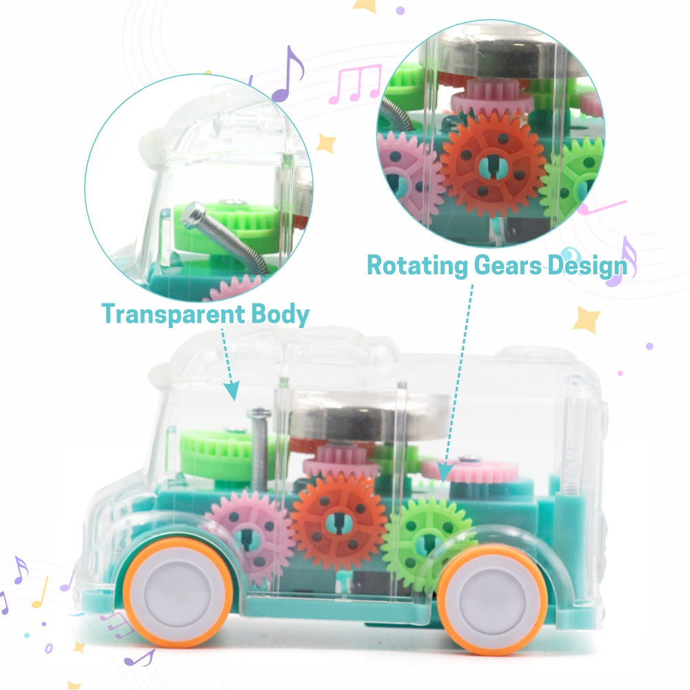 Chanak Transparent Gear Bus for Kids (Light Blue)