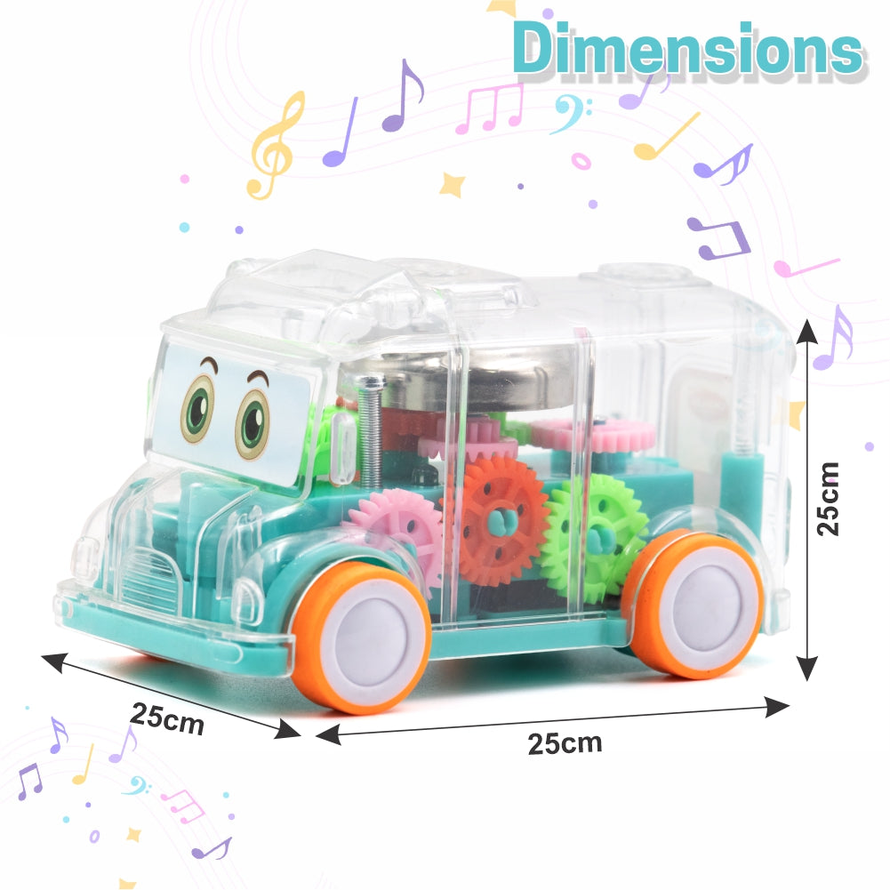 Chanak Transparent Gear Bus for Kids (Light Blue)