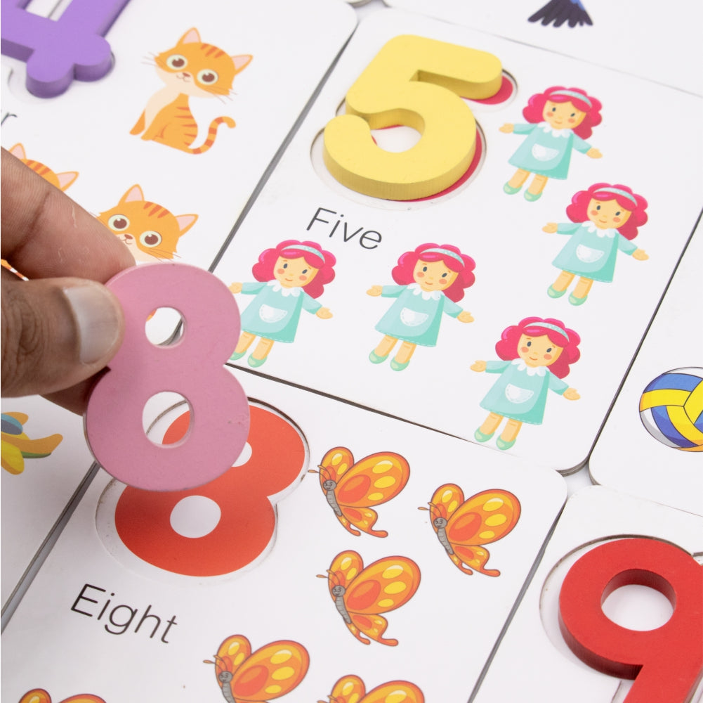 Chanak Math Genius for Kids, Mathematics Learning Toy, Wooden Numbers with Wipe & Clean Cards, Educational Math Card Game, Early Math Skill Booster Kit for Kids Above 3+ Age