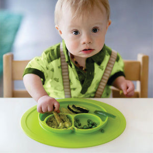 Chanak Baby Food Oval Tray - Silicon Plate with Multiple Compartments & Two Spoons (Dark Green) Aditi Toys Pvt. Ltd.