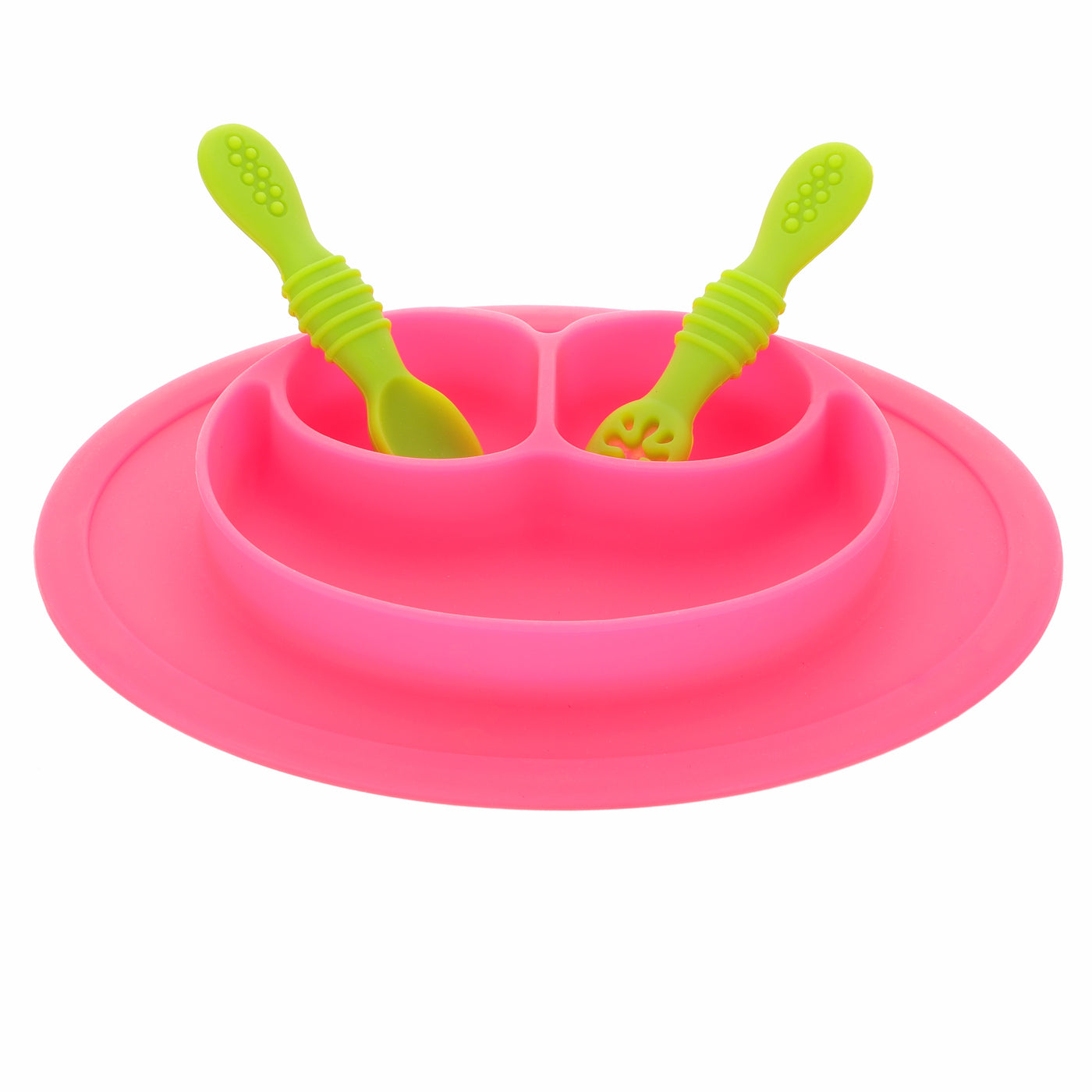 Chanak Baby Food Oval Tray - Silicon Plate with Multiple Compartments & Two Spoons (Pink) Aditi Toys Pvt. Ltd.