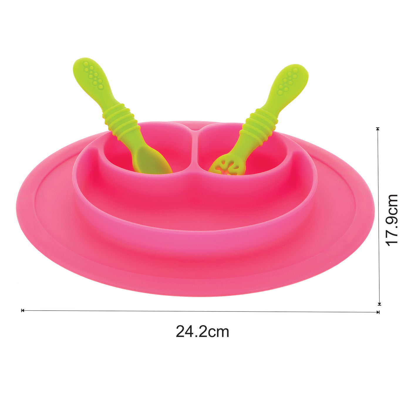 Chanak Baby Food Oval Tray - Silicon Plate with Multiple Compartments & Two Spoons (Pink) Aditi Toys Pvt. Ltd.