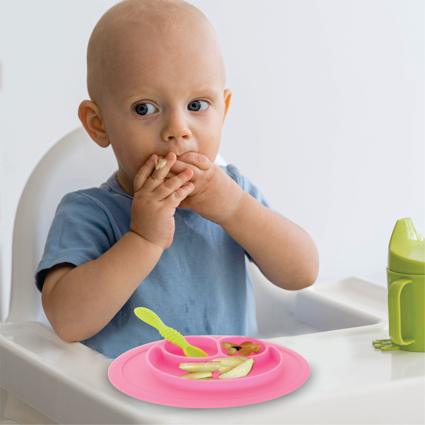 Chanak Baby Food Oval Tray - Silicon Plate with Multiple Compartments & Two Spoons (Pink) Aditi Toys Pvt. Ltd.