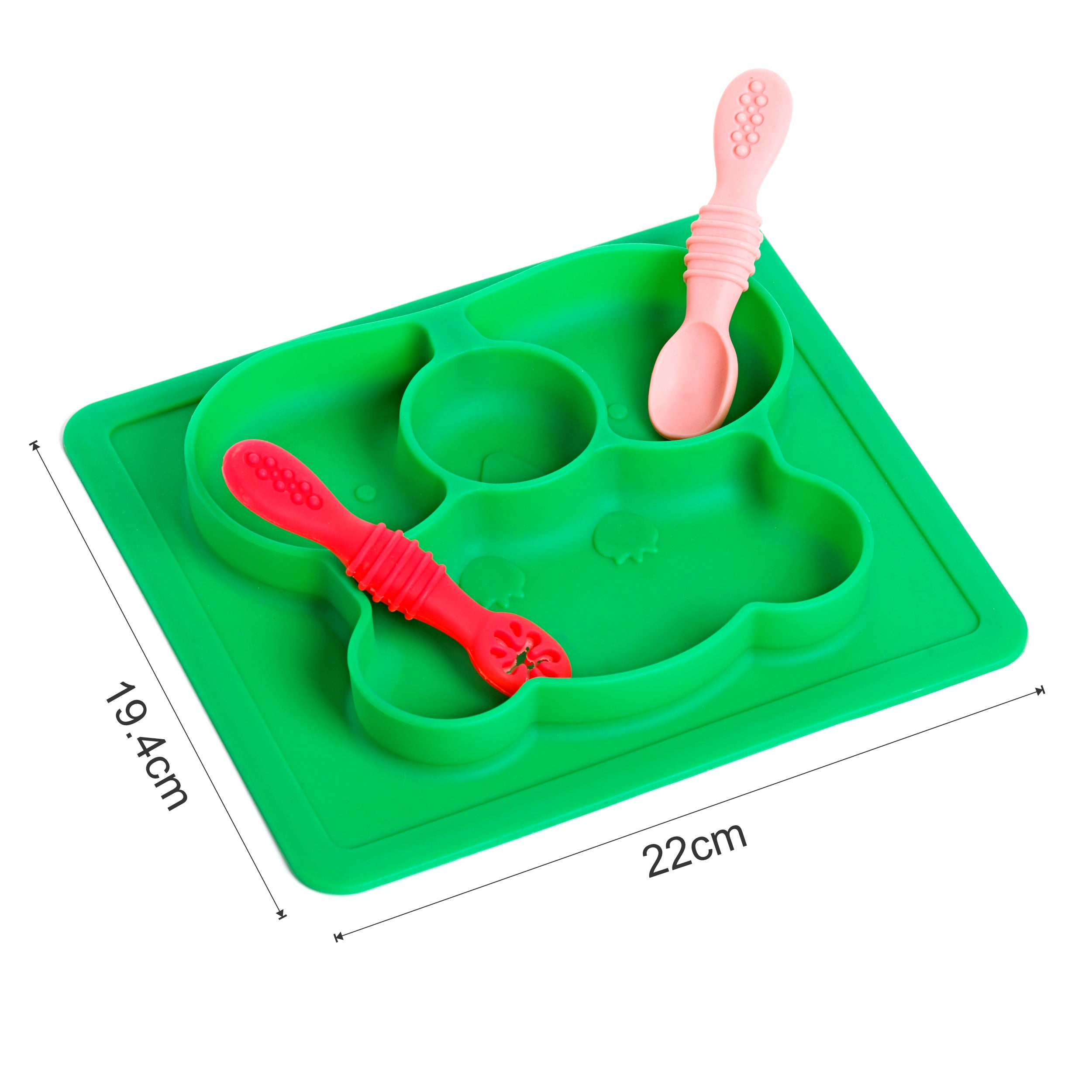 Chanak Baby Food Tray - Silicon Plate with Multiple Compartments & Two Spoons (Dark Green) Aditi Toys Pvt. Ltd.