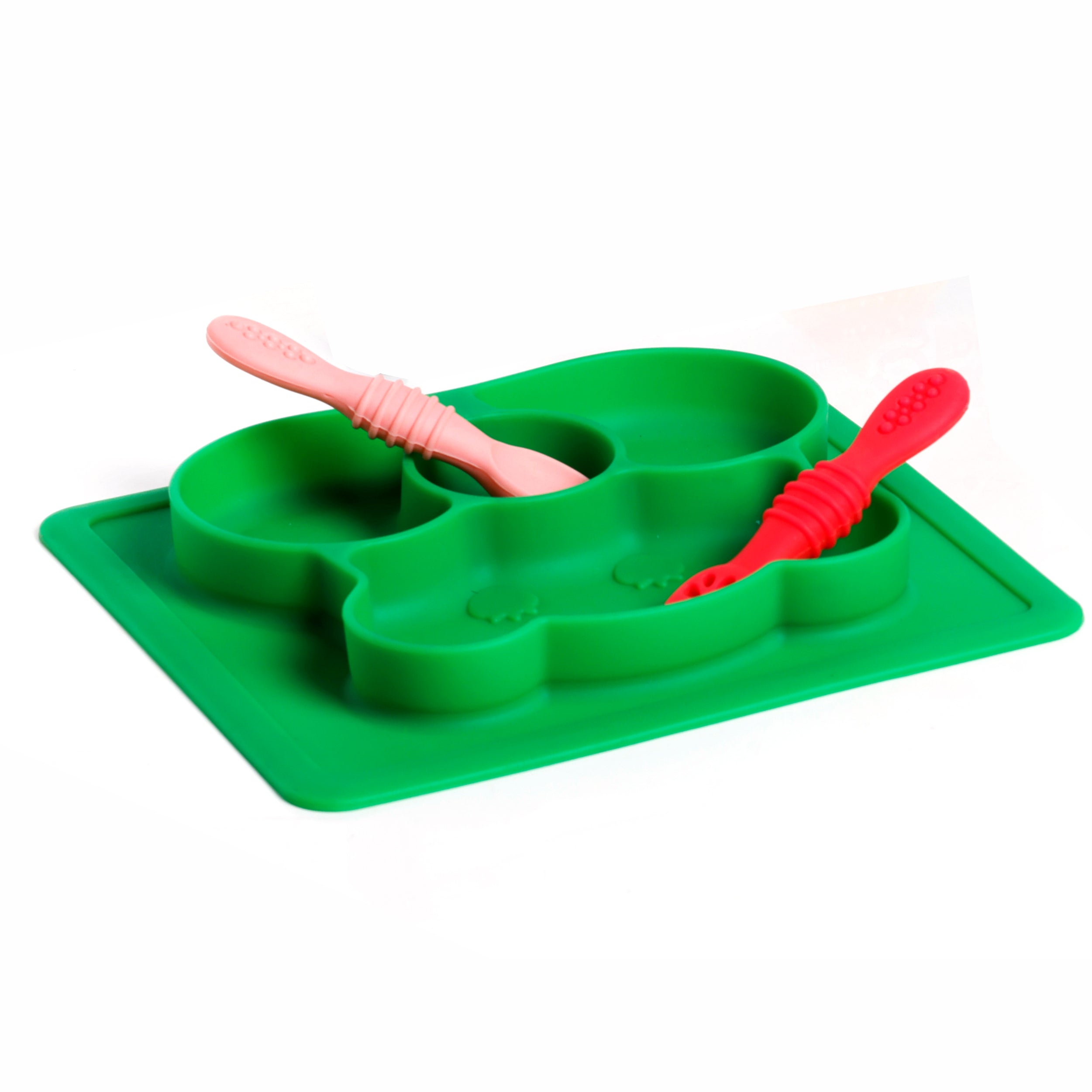 Chanak Baby Food Tray - Silicon Plate with Multiple Compartments & Two Spoons (Dark Green) Aditi Toys Pvt. Ltd.